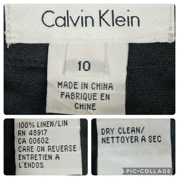100% Linen Calvin Klein Black Pants Summer Breathable Business Casual - Sz 10 - Picture 3 of 12